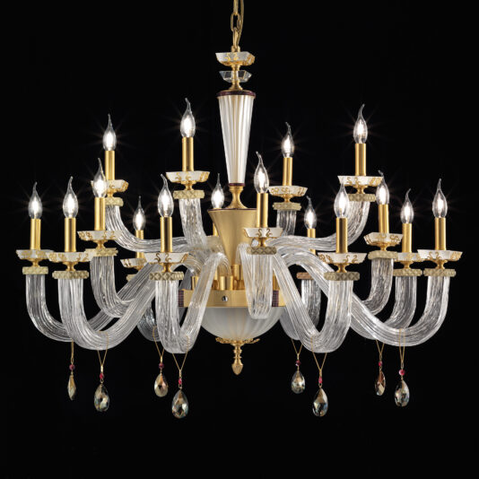 Large Elegant Chandelier With Pendant Drops