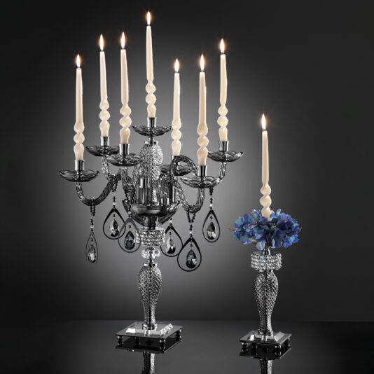 Smoked Glass Candelabra Style Candlestick