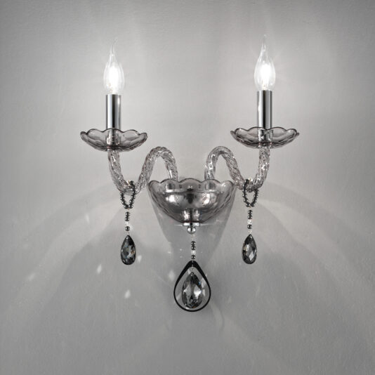 Smoked Glass Double Wall Light