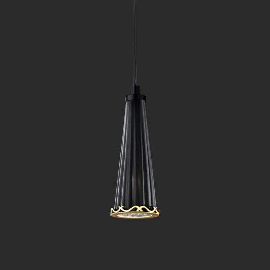 Matt Black Glass And Gold Pendant Light