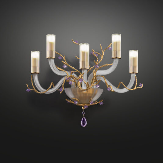 Modern Wall Light With Swarovski Crystal Flowers