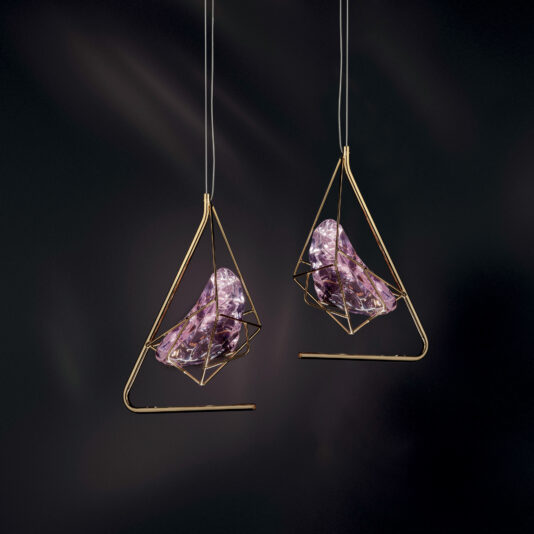 Rose Crystal Rock Pendant Light