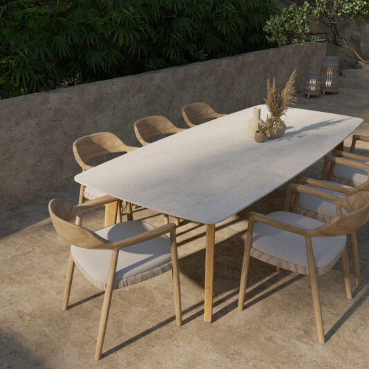 Large Outdoor Teak Modern Dining Set