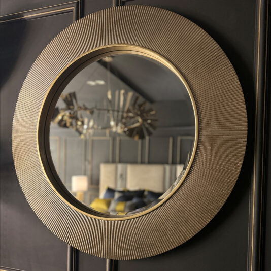 Modern Ribbed Round Mirror