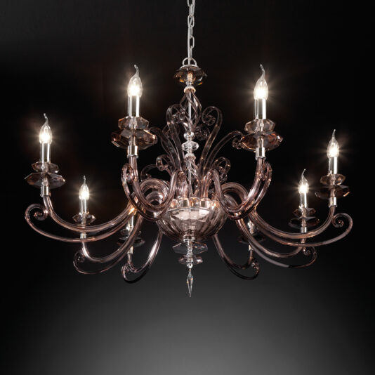 Smoked Glass 8 Arm Chandelier