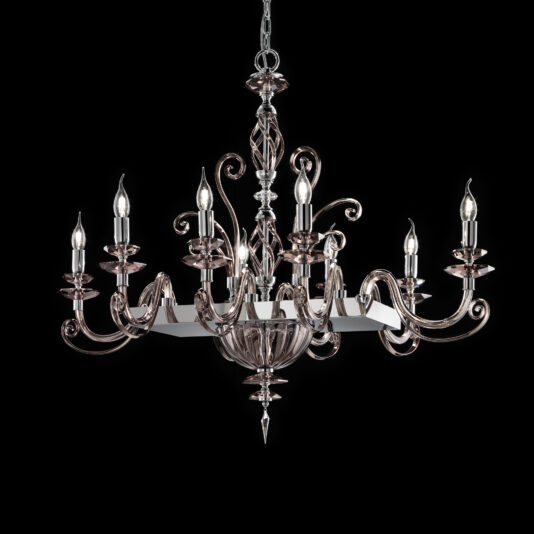 Modern Rectangular Smoked Glass Chandelier